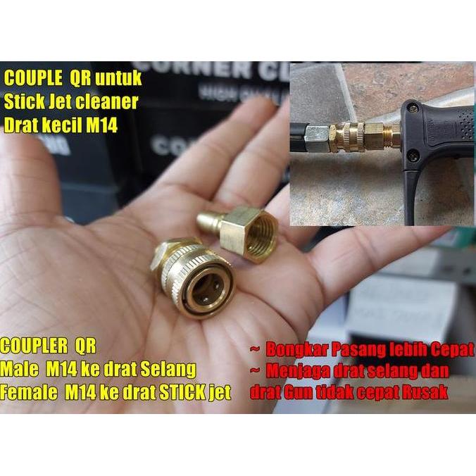 IYLBISC SET Coupler QR MALE M14 x FEMALE M14 copler konektor nepel QUICK RELEASE selang jet cleaner 