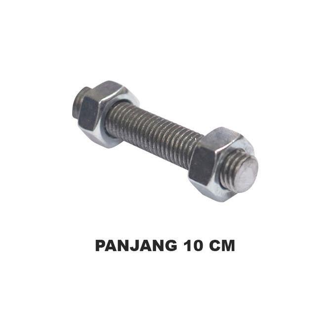 ASTAROL EELIC BED-M12X10 Mix Besi drat M12 baut ulir diameter 12mm x panjang 10cm + mur12 mm 2pcs fu