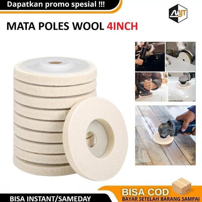 HABRULE Wool Polisher 4 Inch Mata Gerinda Poles Wool Mata Poles Body Motor Mobil dan Besi Stainless