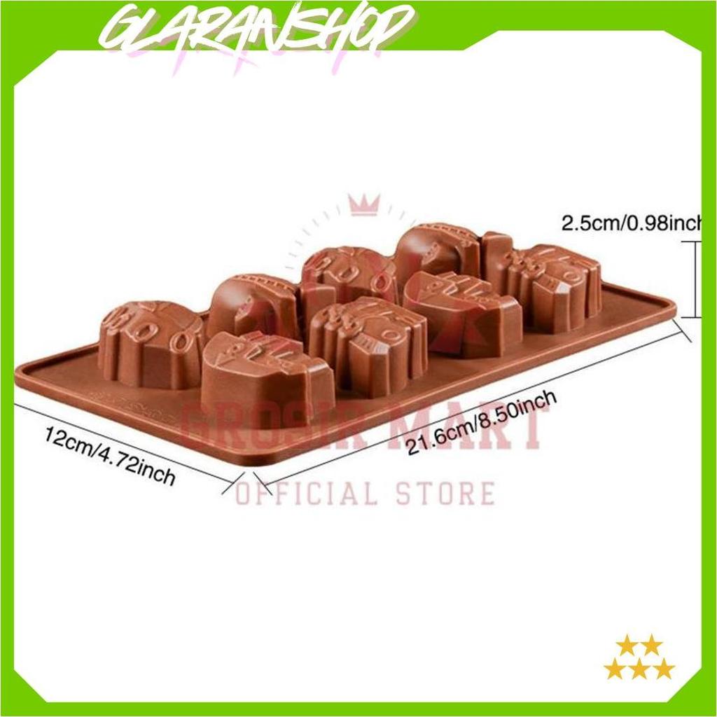 GM Isi 8 Cetakan Jelly Puding Coklat Permen Kue Nugget Fondant Silikon Agar Karakter Motif Transport