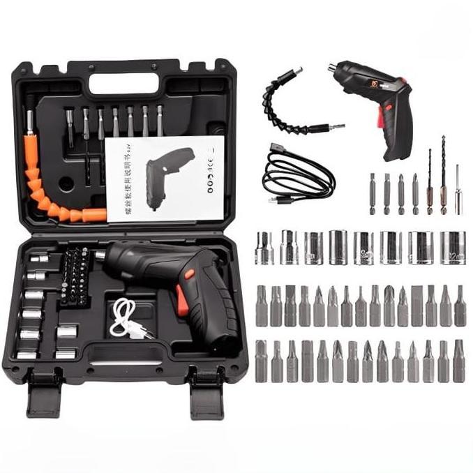 AHROKA Bor Obeng Baterai Usb Casan Full set 2 in 1 Lipat Tamiya / Lemari Komplit Lengkap Mesin Bor K