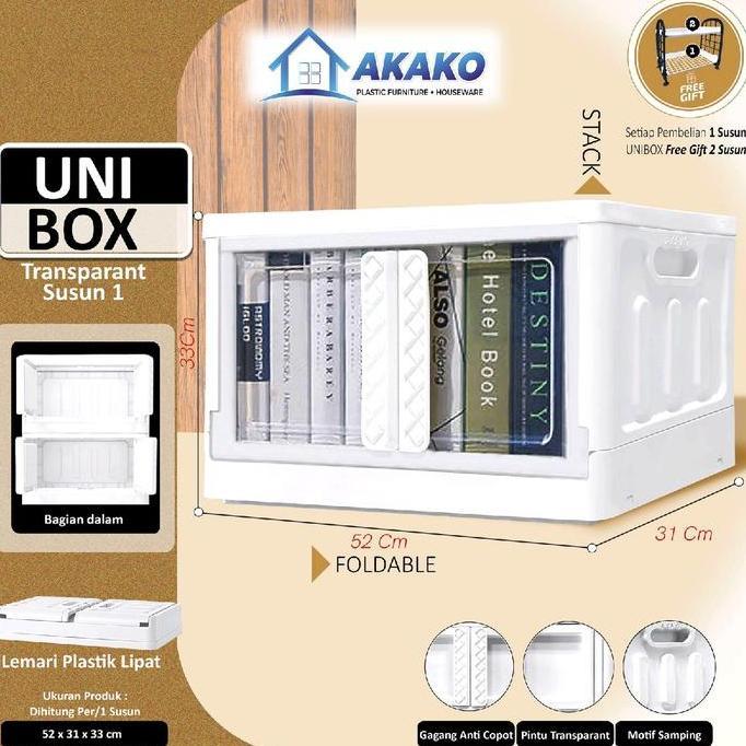 TERLARIS AKAKO - LEMARI PAKAIAN PLASTIK UNI BOX BEAUTY STORAGE BOX CABINET PENYIMPANAN SERBAGUNA gra