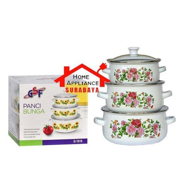 GAVANISHOPJAYA - PANCI BUNGA SET ISI 3 PCS - PANCI SET ENAMEL SUSUN 3 MOTIF CORAK BUNGA GSF G 1618 -