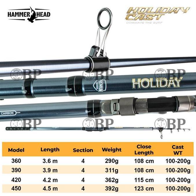 HAMMER HEAD Joran Antena HOLIDAY CAST Surf Casting 360CM - 450CM X30 High Modulus Carbon Fuji Ring G