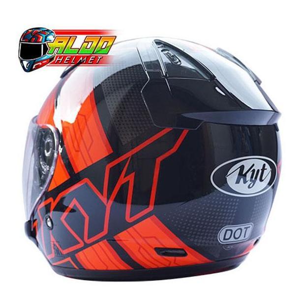 Helm Kyt Dj Black Red Maru Motif 14 Orange Fluo Hallface Cewek Cowok