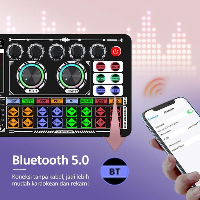 barkisanshop - bonkyo f999 + m999 + lampu isi peralatan audio set lengkap mikrofon kartu suara tikto