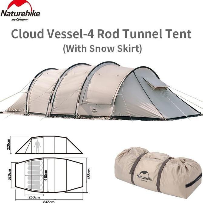 Tenda Naturehike Cloud Vessel 4 Frame NH20ZP015 Glamping Tenda Camping Besar Keluarga Gunung 4 6 Ora