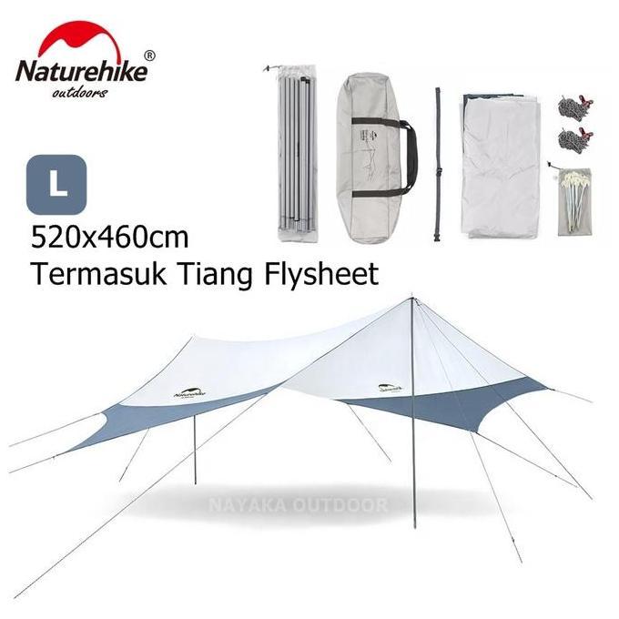 Flysheet 520x460cm Naturehike NH16T013-S Dengan Tiang Pasak Camping