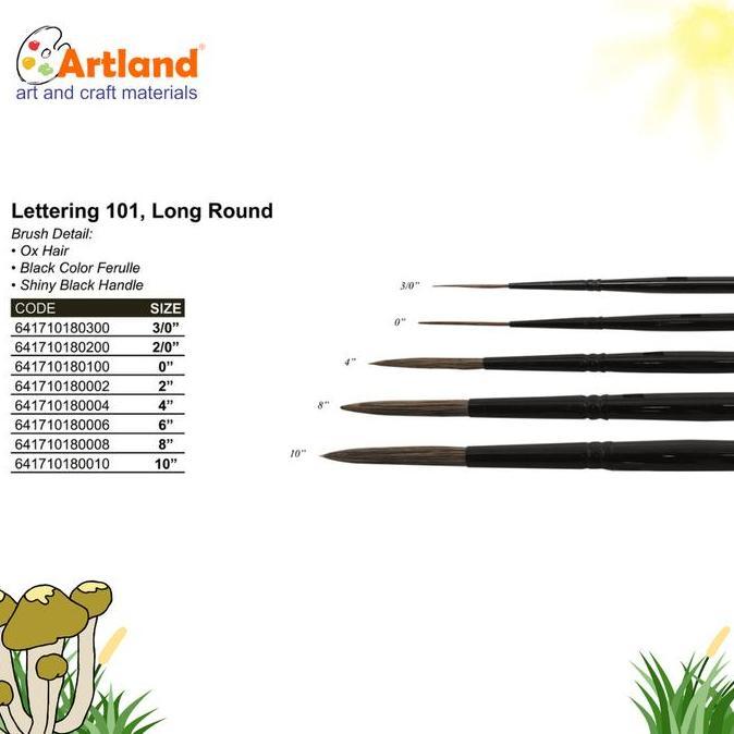 Kuas Lukis De Goya Long Round Lettering 101 Ox Hair, Handle Hitam