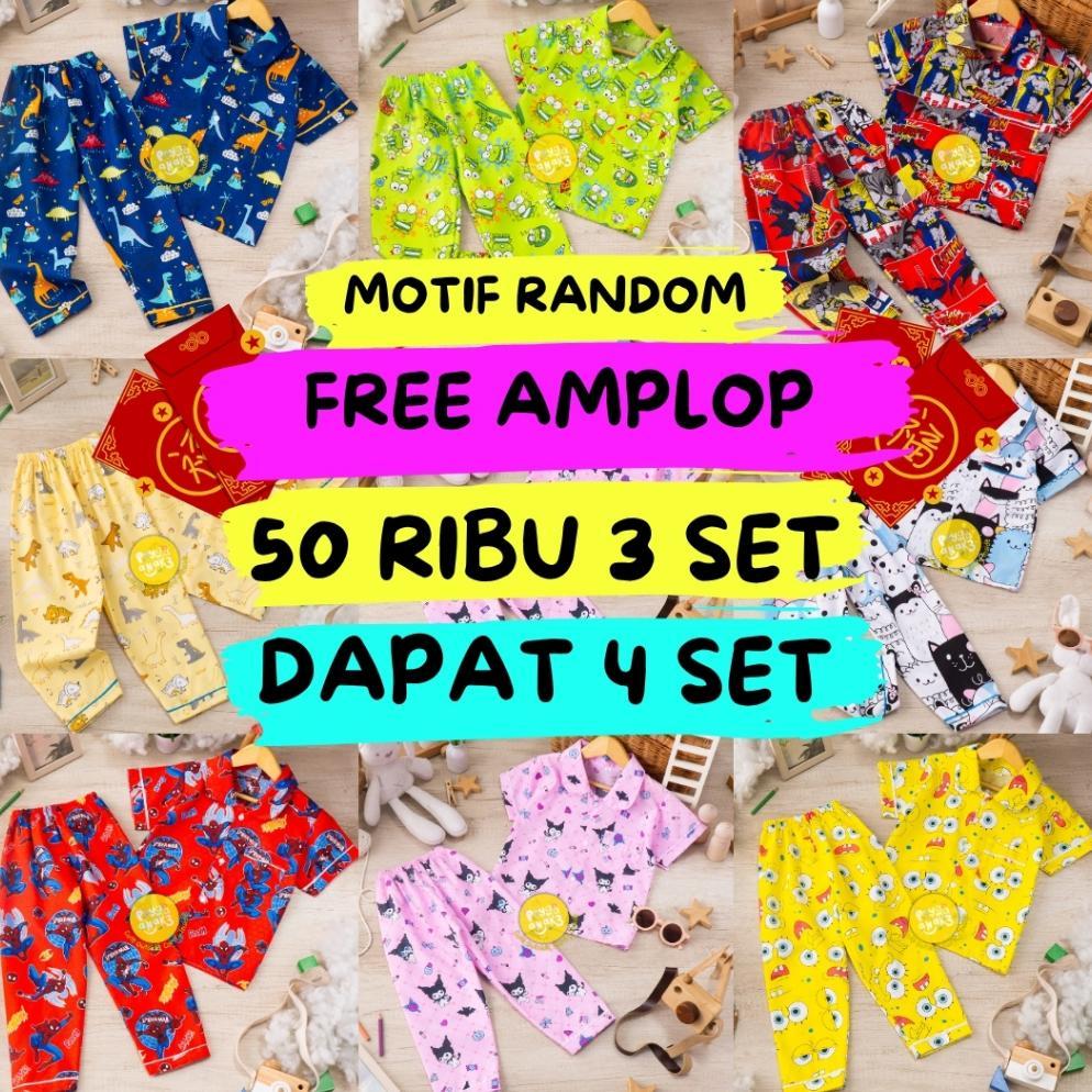 Banting Harga (Free Amplop) Paket 50 Ribu Beli 3 Dapat 4 Piyama Anak Bayi Sampai Dewasa Motif Random