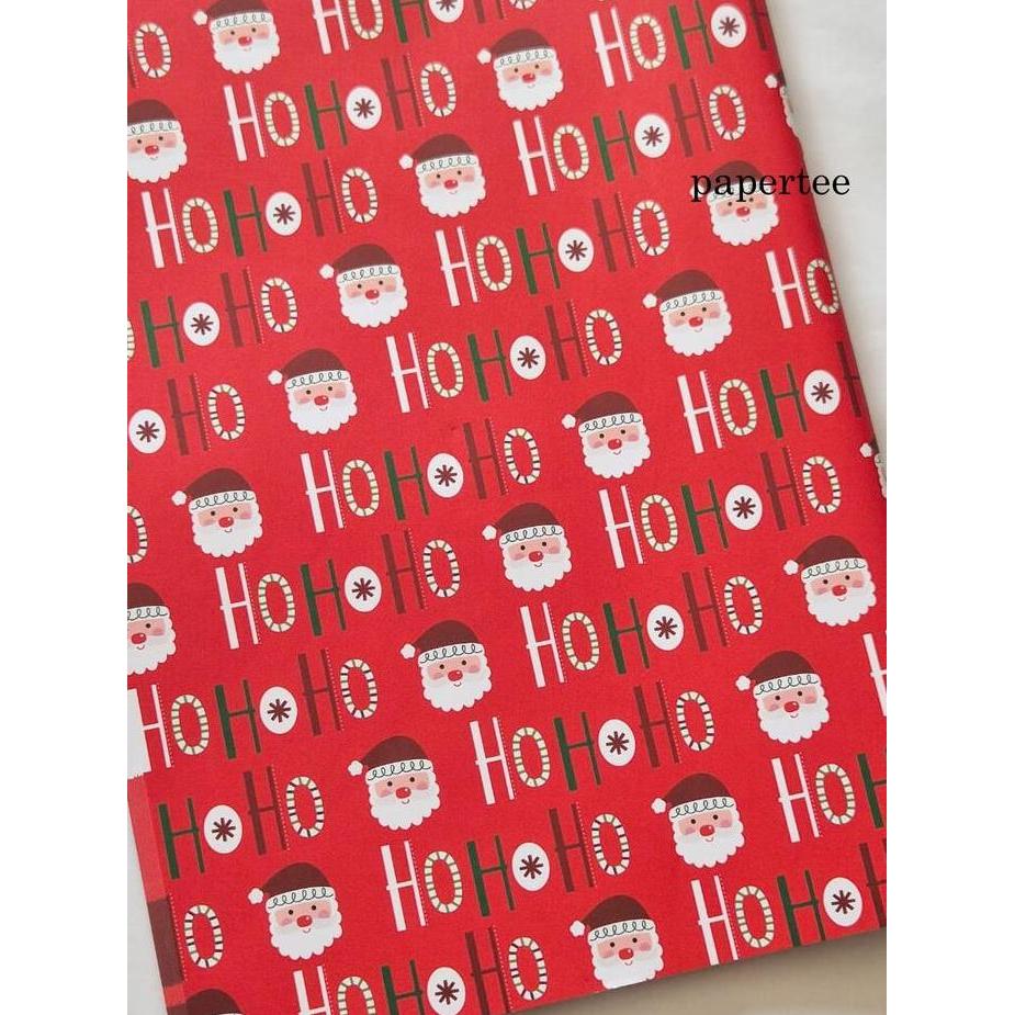 Kertas Kado Natal Christmas HOHOHO Merah Bungkus Kado Sansan Wawa
