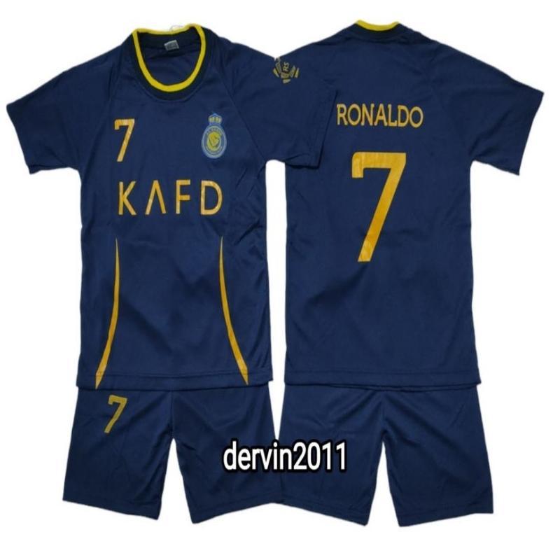 VELMOURACOLLCET SETELAN BAJU SEPAK BOLA ANAK AL--NASSR / JERSEY RO0NALDO/BUAT UMUR 8 BULAN SAMPAI 11