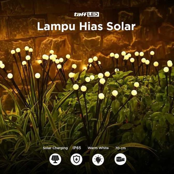 VIRYEOU Warm White TaffLED Lampu Hias Taman Solar Panel LED Bentuk Bunga Firefly Waterproof Floor 10
