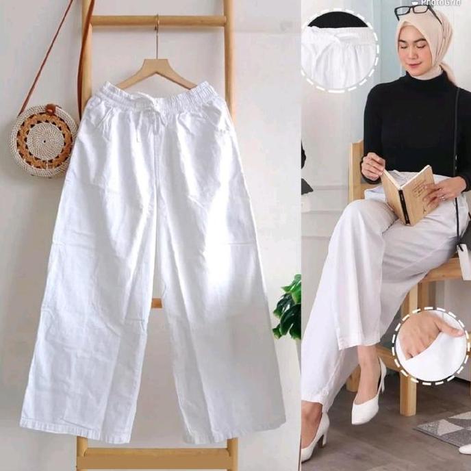 Kulot Mozza Pinggang Full Karet | Kulot Jeans Putih