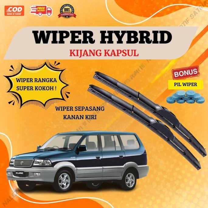 Wiper Mobil Hybrid Kijang Kapsul Wiper Rangka Hybrid Sepasang Kanan Kiri Bonus Sabun Air Wiper - Wip