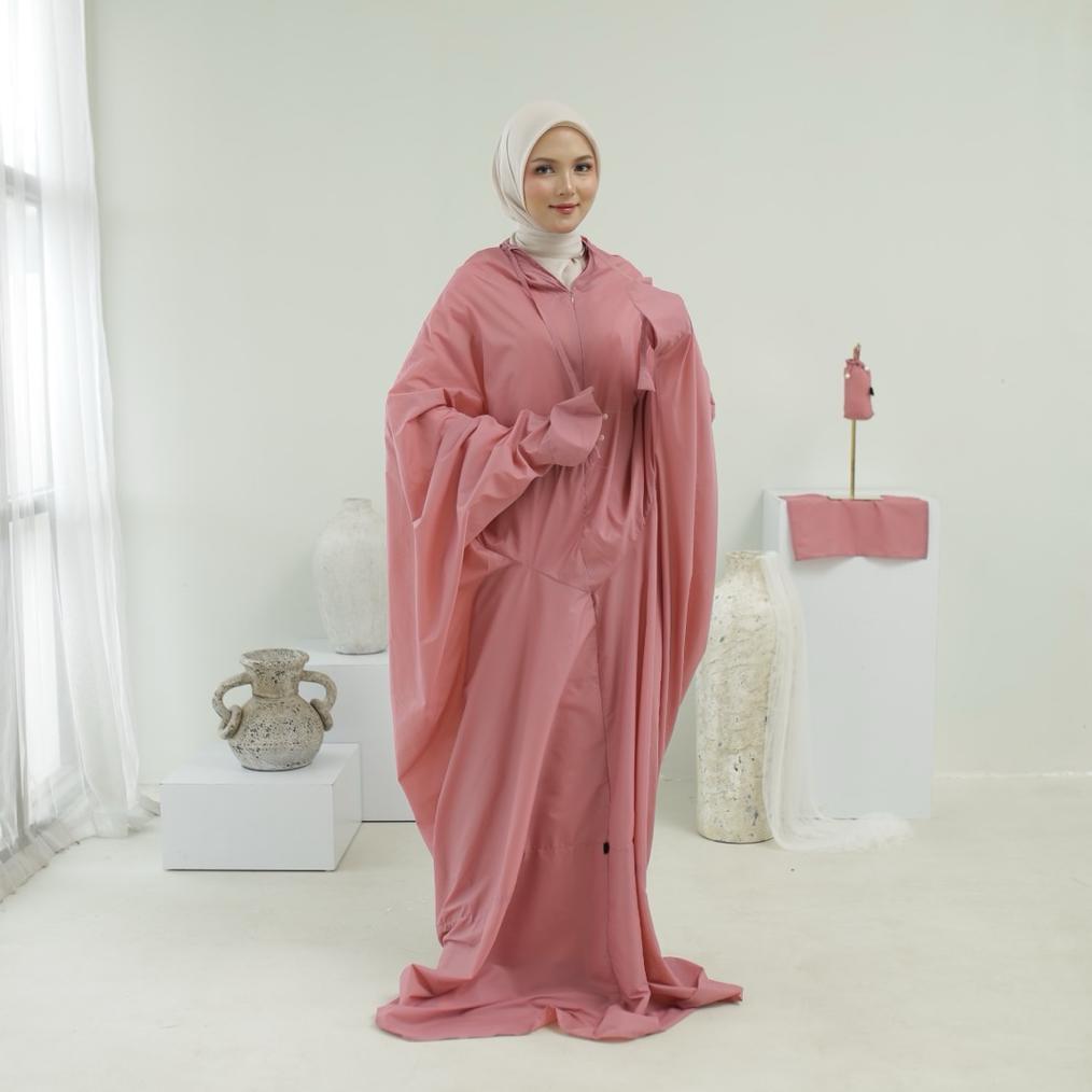 Diskon Full Set Mukena Terusan Traveling 2In1 Parasut Korea Premium + Sajadah Traveling Motif Kashme