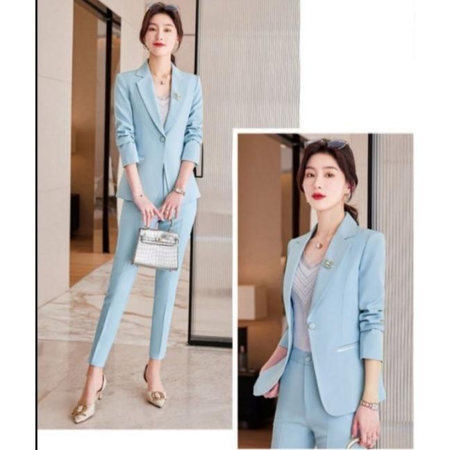 Diskon Setelan Jas Blazer Wanita Motif List Kantoran/Setelan Blazer Wanita