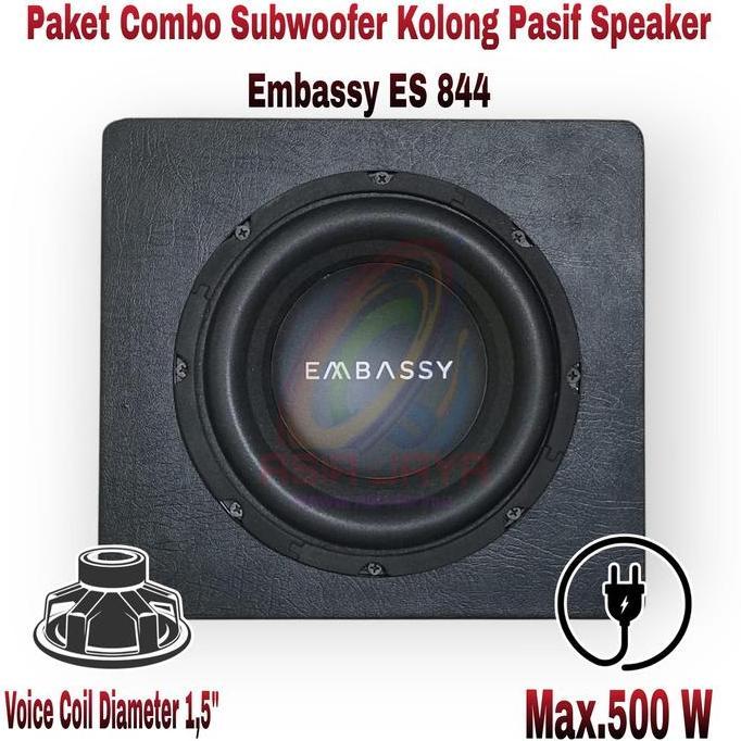 Paket Combo Subwoofer Kolong Pasif Speaker Embassy Es 844 8 Inch