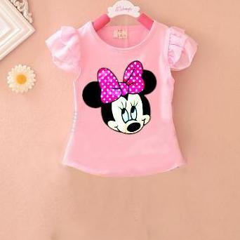 VISIRU - MINNIE TEES- KAOS ANAK PEREMPUAN MODEL LENGAN PENDEK RUFFLE LUCU UMUR 1 , 2 , 3 ,4 , 5 THN 