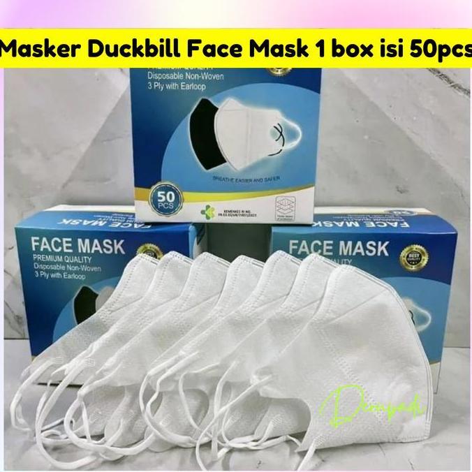 Masker Duckbill Facemask Isi 50 Pcs Hitam Stark Putih Murah