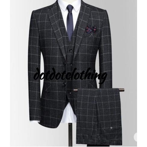 Free Ongkir Jas Tartan Pria  Jas Pria Motif Kotak  Jas Style Korea Blazer Kotak Blezer Formal Setela