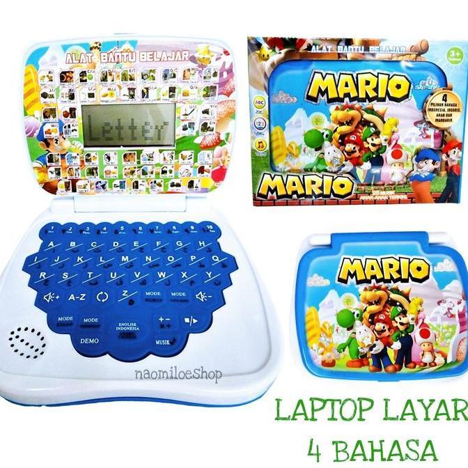 mainan anak LAPTOP LAYAR COWOK Mainan laptop 4 bahasa dengan layar