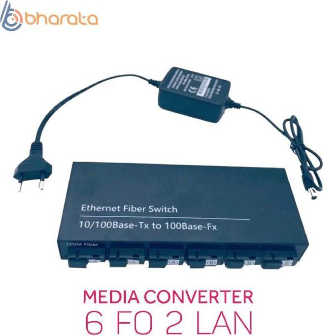 Media Converter 6 FO 2 LAN POE Fiber Switch 6 SC 6 Port FO 10/100 Mbps | B6F2EC - 3A3B