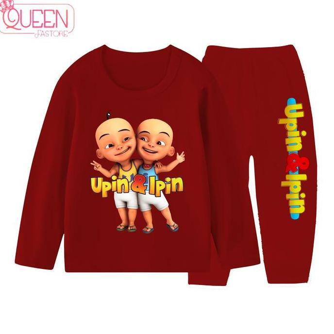 Piyama lengan panjang anak unisex usia 1-10 tahun UPIN IPIN