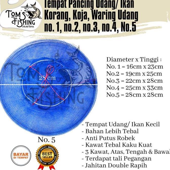 Korang Koja Waring Udang Pancing Tempat Ikan Biru (Kecil-Besar) 3 Ring Murah - Toms Fishing