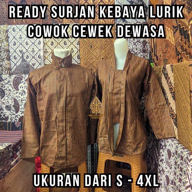 Baju Surjan Lurik Bahan Katun atbm Pakaian Adat Jawa Tradisional LL