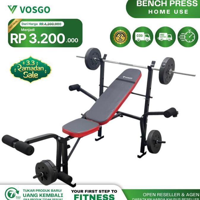 Alat Fitness Benchpress Vosgo Multifunction Weight Bench