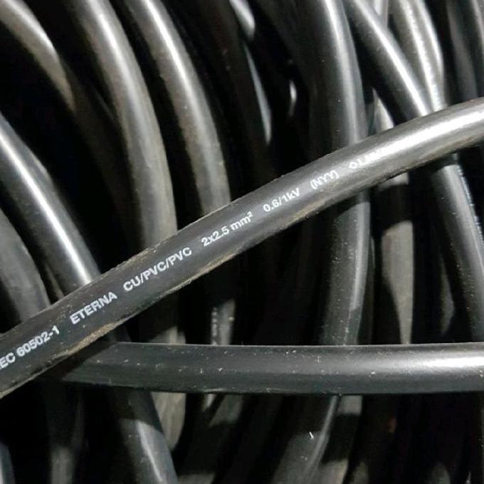 Murah Kabel Listrik Eterna Nyy 2X2,5 Kabel Kawat Tembaga Isi 2 Warna Hitam Kabel Outdoor 50 M Meter 