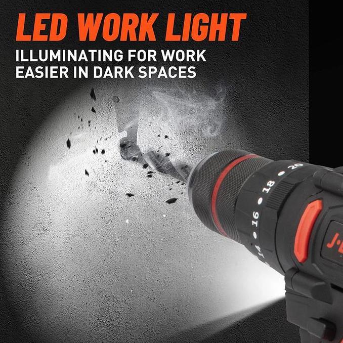 Murah Jld  J13 Cordless Mesin Bor 13Mm Brushless Impact Mesin Bor Besi Chuck Impek Baterai Bor 88Vf 