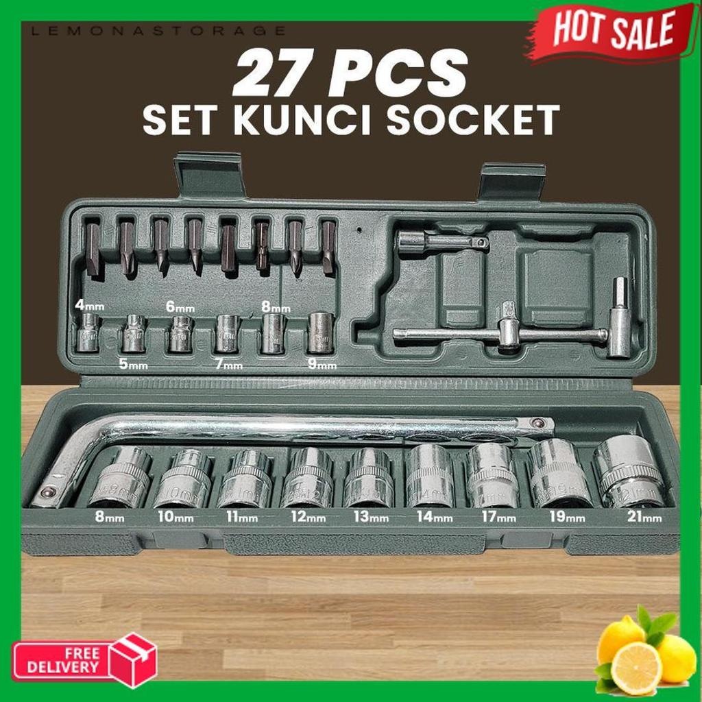 Terlaris Kunci Sock / Socket / Shock / Sok Wrench 27 Pcs , Kunci 40 , Kunci 10 , Kunci 46 , Kunci 19