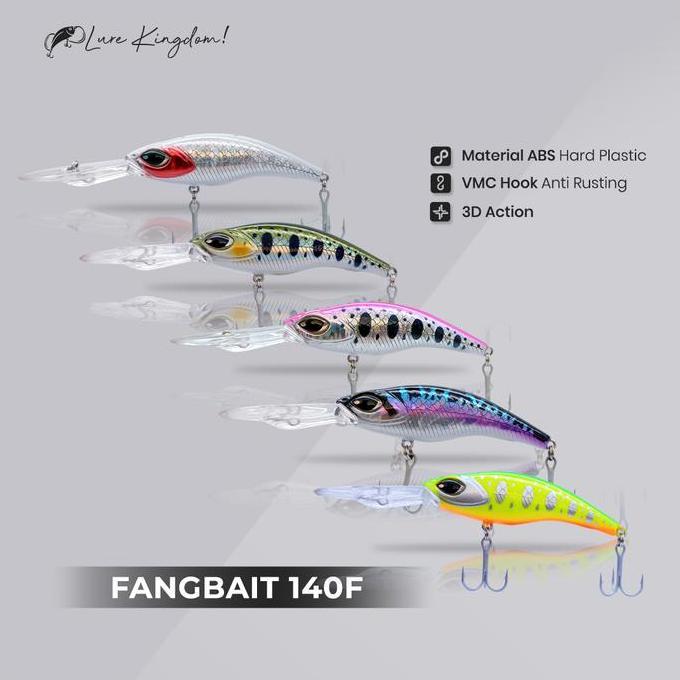 Lure Kingdom Fangbait 140F - Umpan Minnow Floating Fangbait - Lure Casting Minnow Vmc Treble Hook