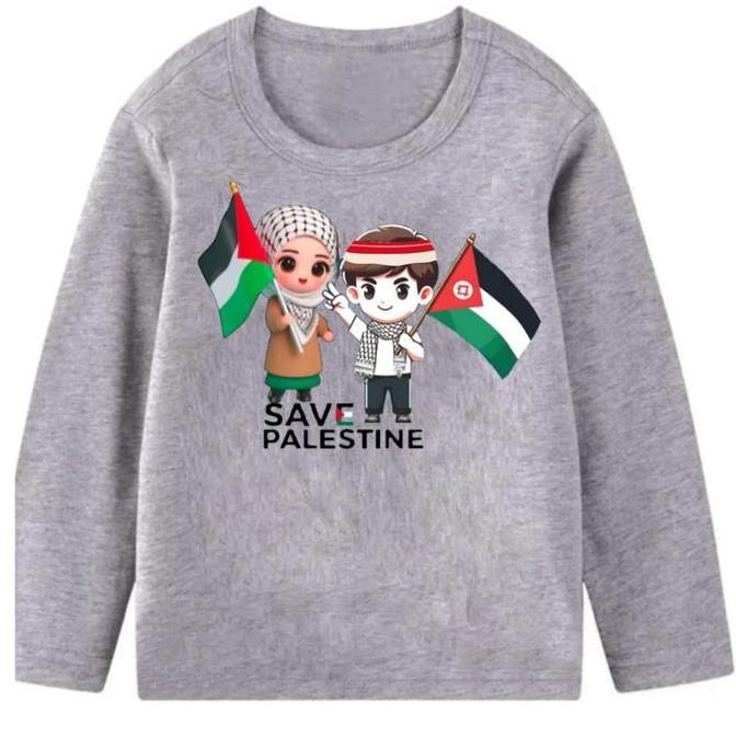 oblong baju save free palestina kaos anak cewek cowok lengan panjang