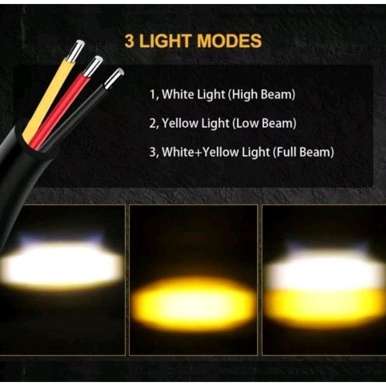 Limited Lampu Tembak Sorot Depan Mobil 3 Mata Led Motor 12V Putih Kuning White Yellow Agya Calya Ava