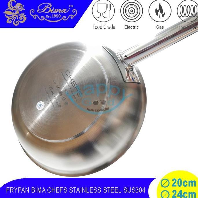 BIMA CHEFS 20-24CM FRYPAN | PANCI PENGGORENGAN STAINLESS STEEL SUS 304