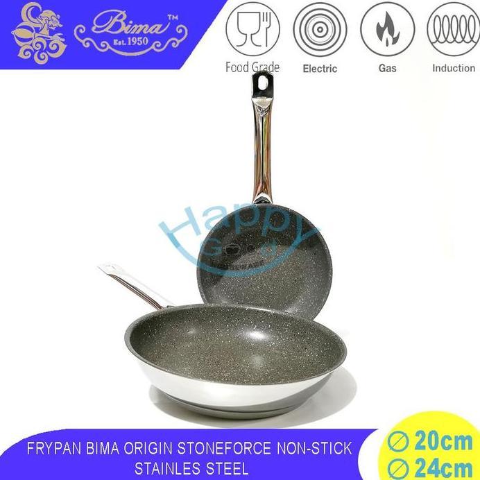BIMA ORIGIN 20-24CM FRYPAN/PANCI PENGGORENGAN STAINLESS STEEL ANTI LENGKET INDUKSI SUS304