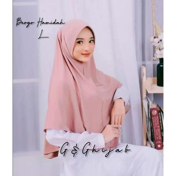 BERGO INSTAN HAMIDAH JUMBO L Jilbab Lembut Muslim Kerudung Tebal Khimar High Hijab Bergo Jersey Syar