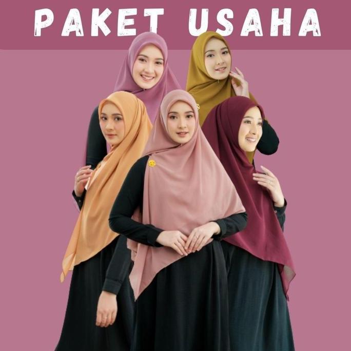 PAKET USAHA Khimar Hijab Fatimah Zipper Instan Syari Size XL Serian Warna Dan Random Bahan Ceruti Ba