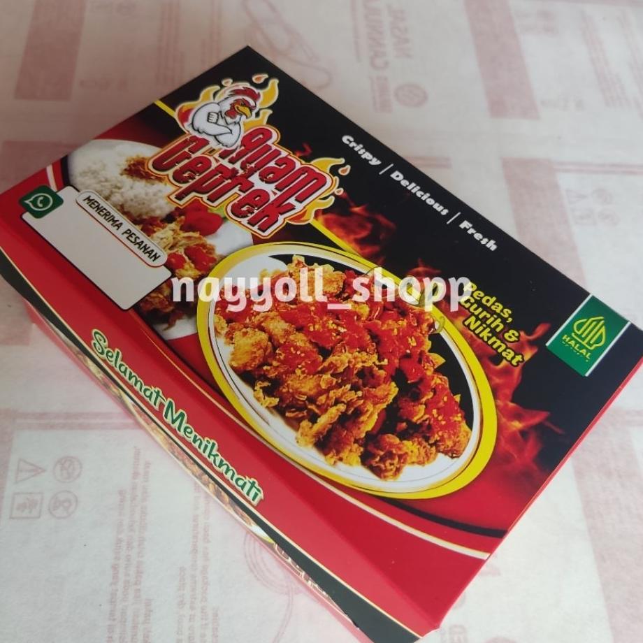 100 Lembar Box Ayam Geprek Motif 3D Terbaru / Kemasan Ayam Geprek Ukuran 1015,56 Cm / Kertas Ayam Ge