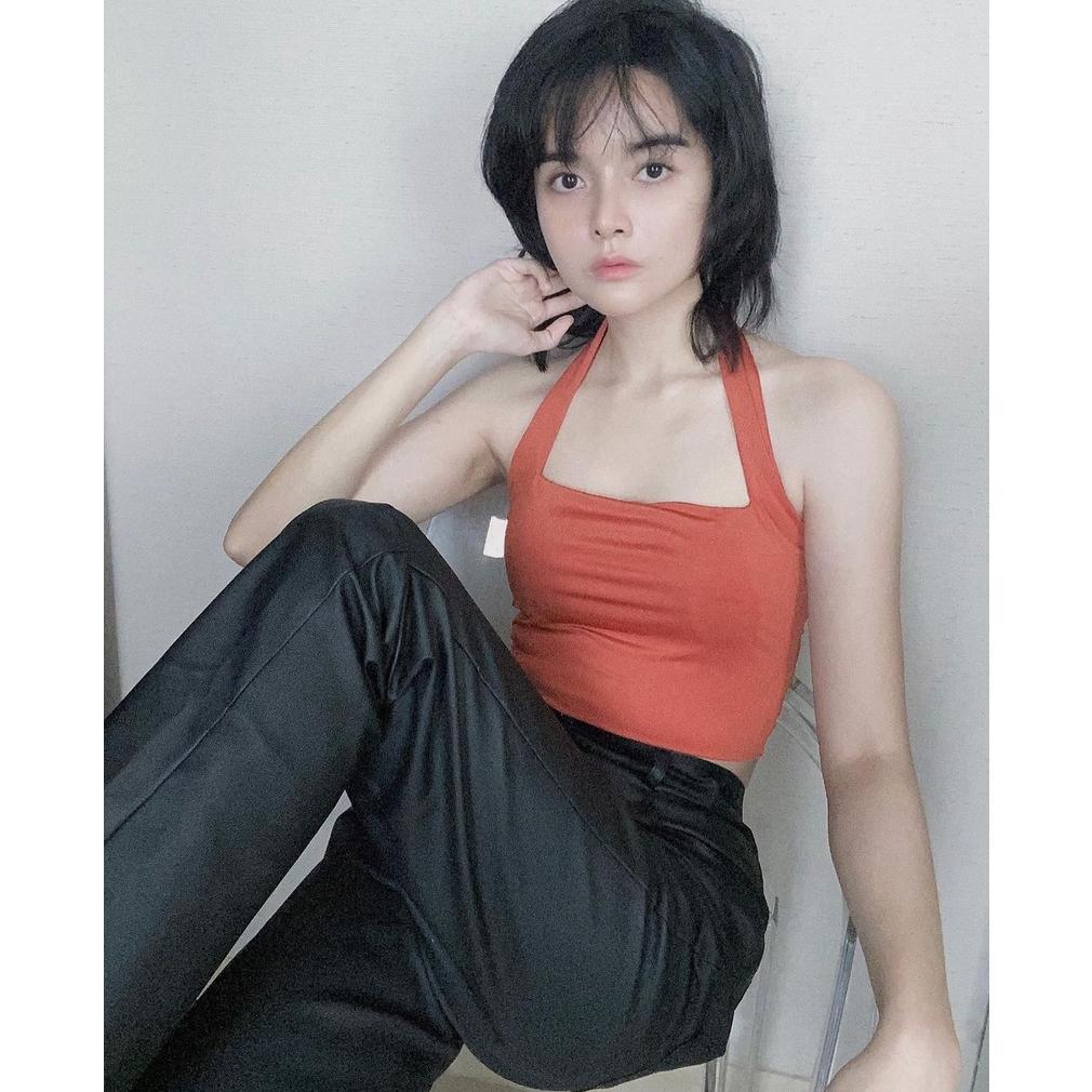 BIG PROMO MODAVIE - BELLE HALTER TOP Tanktop Korea Crop Top Korean Halter Tank Top
