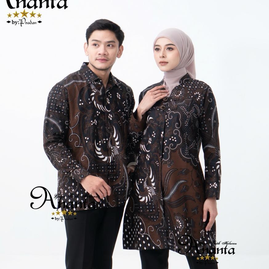 Batik Ananta Batik Couple Pasangan Sarimbitan Atasan Batik Lapis Premium Furing Dan Tricot, Kemeja P