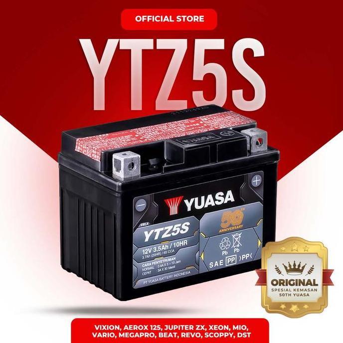 NEW YUASA AKI MOTOR YTZ5-S MF (BEAT, VARIO 110, VIXION, SUPRA X 125) ORI