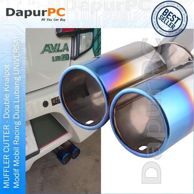 Muffler Cutter Double Knalpot Mobil Modif Racing Dua Lubang Tailpipe