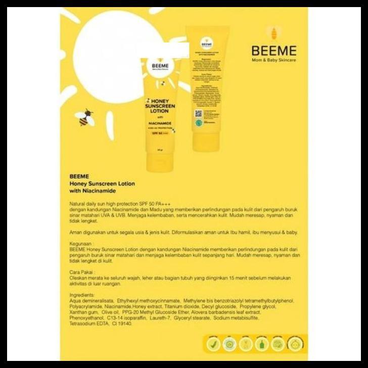 Beeme Honey Sunscreen Lotion With Niacinamide Spf 50+++ - Lotion Tabir Surya Bayi & Anak