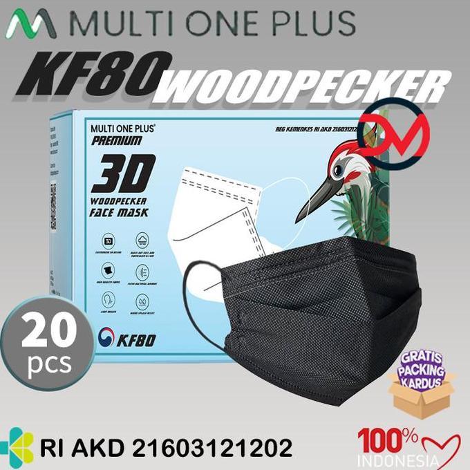 Masker Multi One Plus Kf80 3Ply - Masker Woodpecker Isi 20