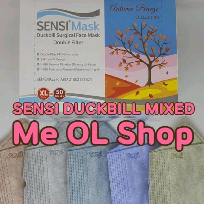 Masker Sensi Duckbill Warna Mixed Color Sensi Duckbill 5 Warna /Box