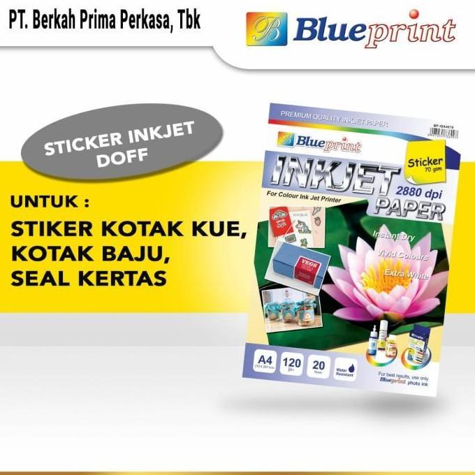 Kertas Inkjet Stiker / Sticker Inkjet Paper BLUEPRINT A4 70 gsm